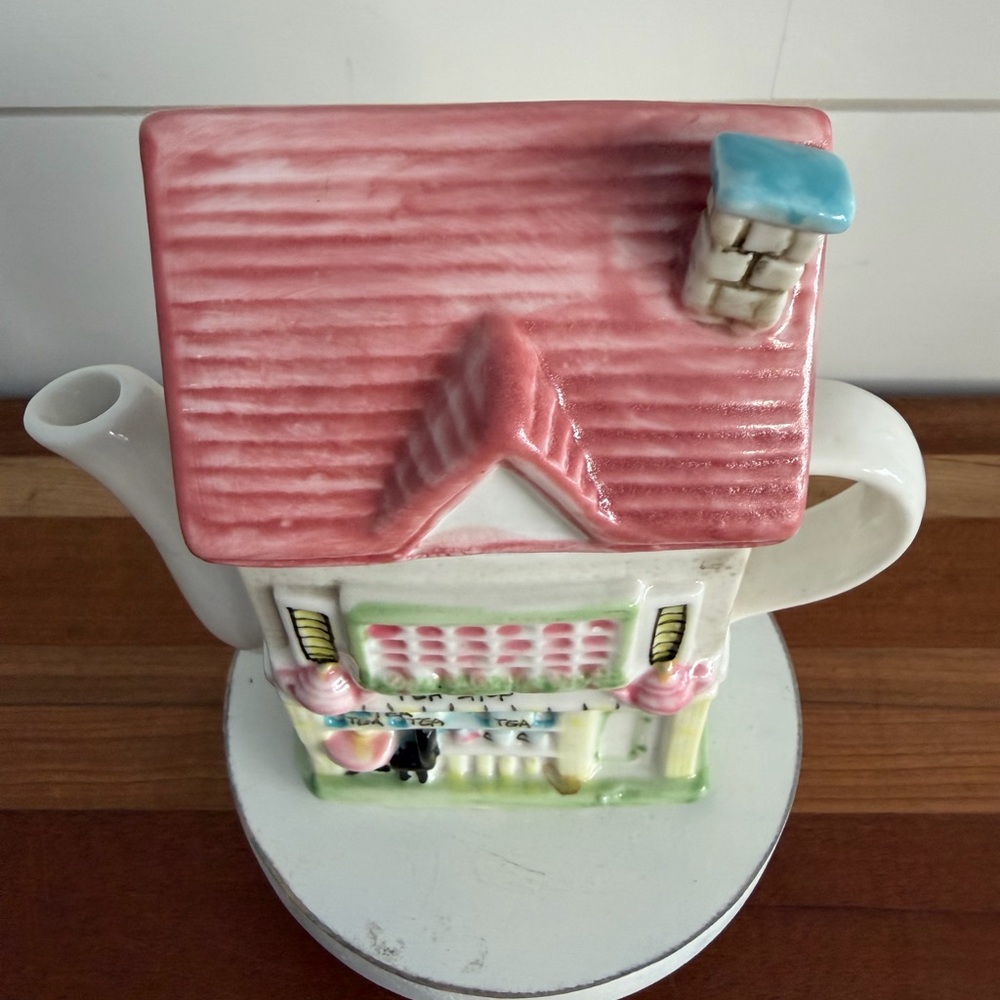 Tea Shop Shaped Ceramic Teapot Cottage Decor - Picture 2 of 7